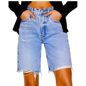 Frame Womens Distressed High Rise Casual Bermuda Shorts BHFO 4984 Sz 28 BNWT